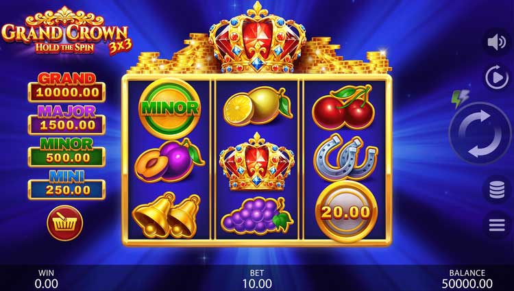 3×3 Grand Crown Hold the Spin Slot Review: Royalty Meets 3,000x Jackpot Potential
